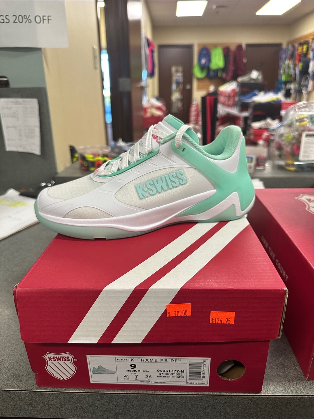K-Swiss Women's Mint and White Tennis / Pickleball shoe